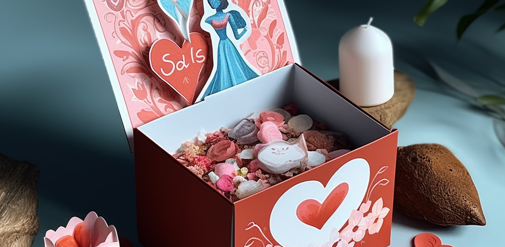 an opened VALENTINE’S DAY PACKAGING box