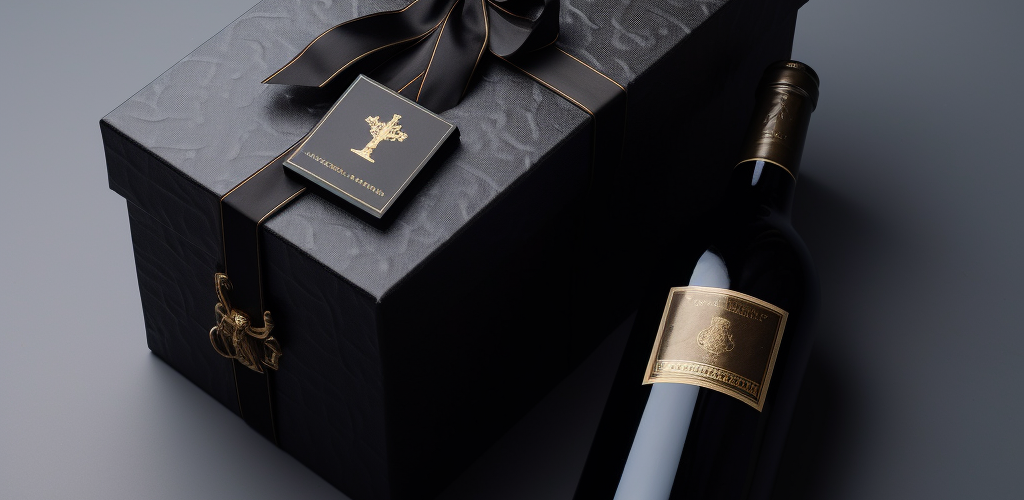 paper gift box and wine